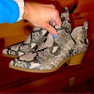 Women’s snake skin cowgirl ankle boots